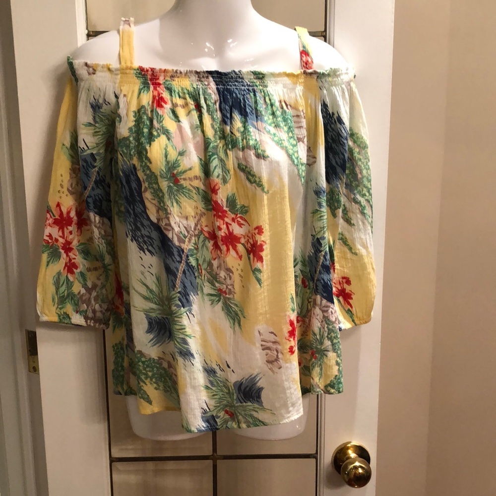 Yellow Floral Off-Shoulder Women's Top